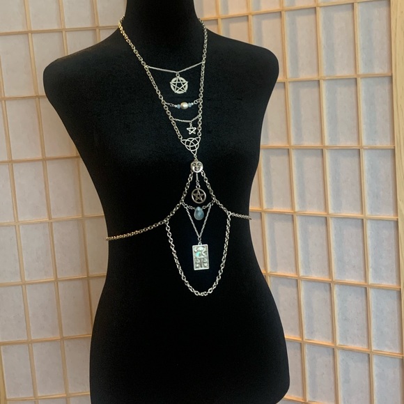 Handmade Silver Witchy Body Chain / Harness - Picture 4 of 6